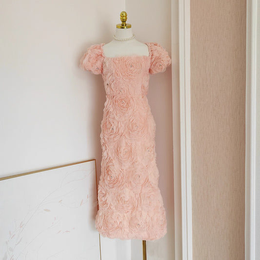 Peach Flower Long Dress