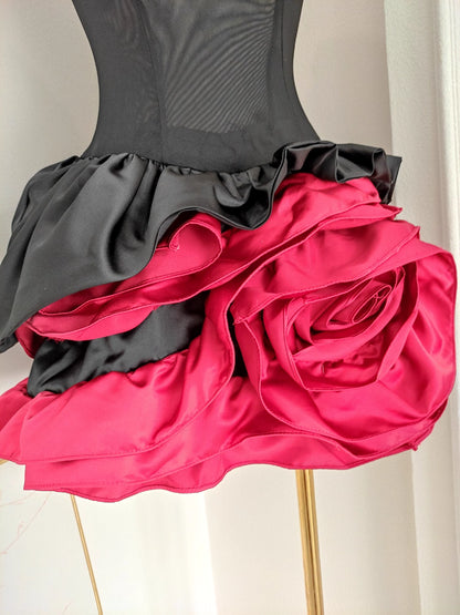 Black with Red Flower Dress