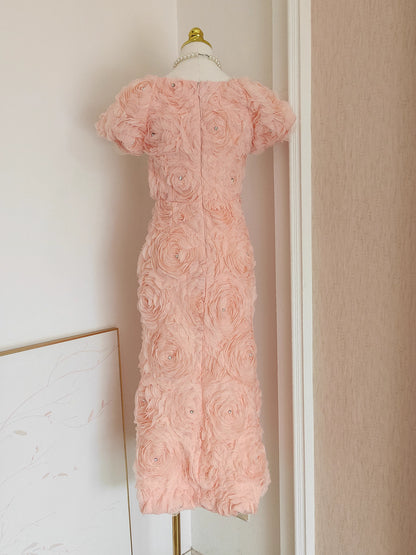 Peach Flower Long Dress