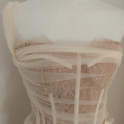 Beige Lace Long Dress