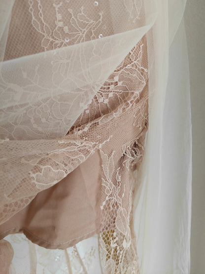Beige Lace Long Dress