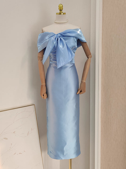 Blue Ribbon Satin Dress