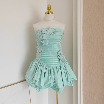 Turquoise Flower Tube Dress
