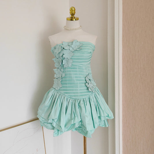 Turquoise Flower Tube Dress