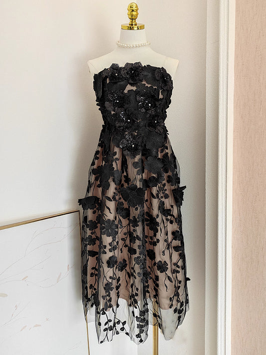 Black Lace Tube Dress