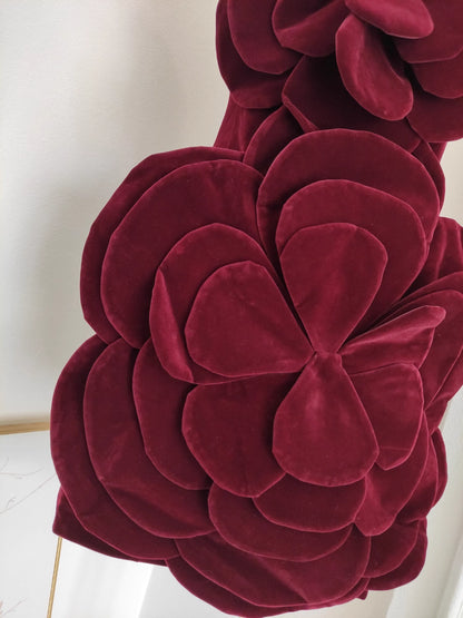 Red Velvet Flower Dress
