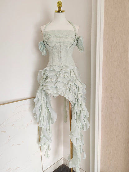 Green Off Shoulder Long Dress