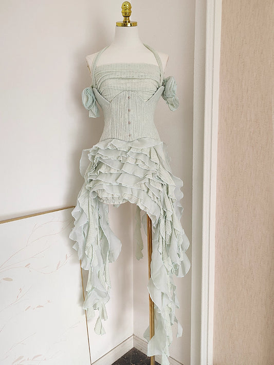 Green Off Shoulder Long Dress