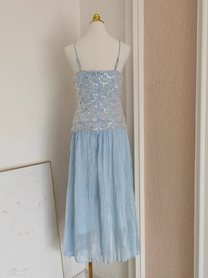 Light Blue Sequin Long Dress