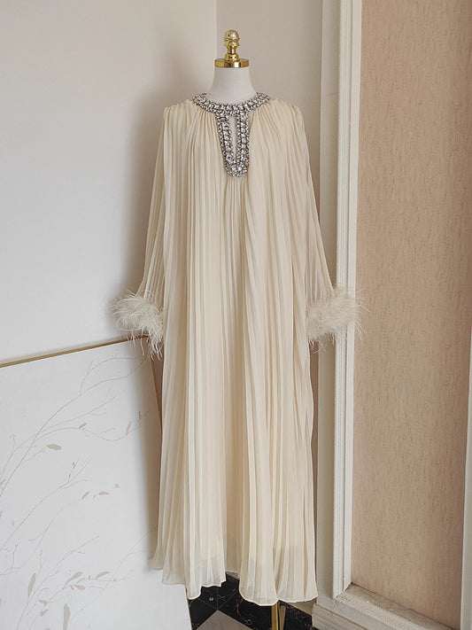 Beige Long Sleeve Dress