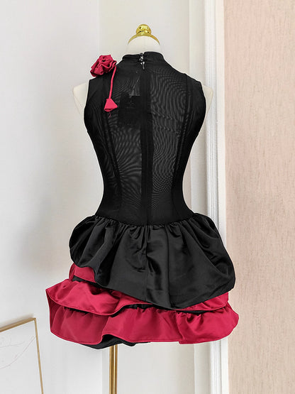 Black with Red Flower Dress
