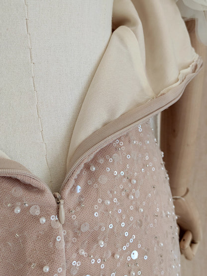 Nude Flower Off Shoulder Dress