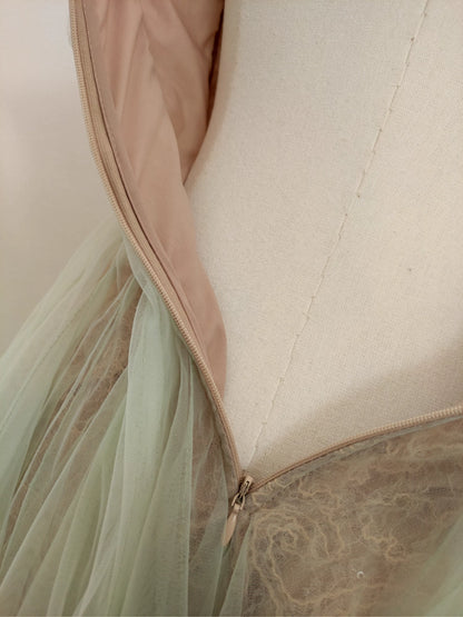 Brown Green Lace Dress