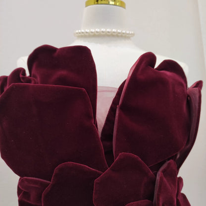 Red Velvet Petal Dress