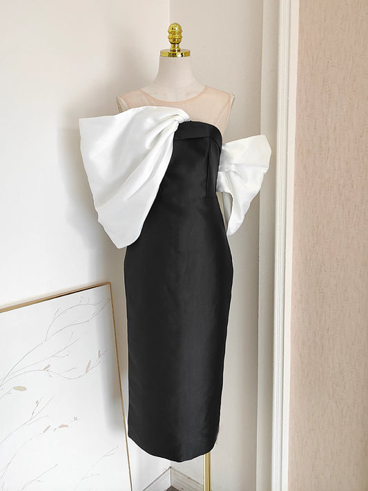 Black and White Ribbon Dress
