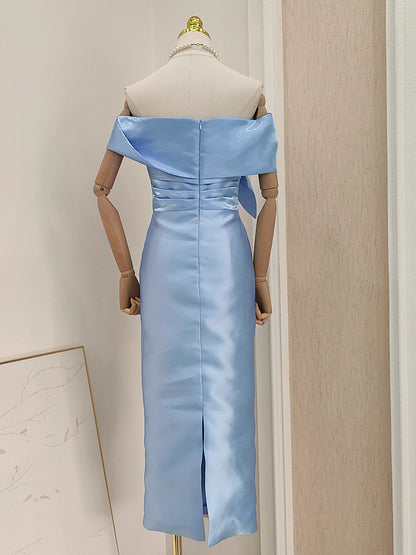 Blue Ribbon Satin Dress