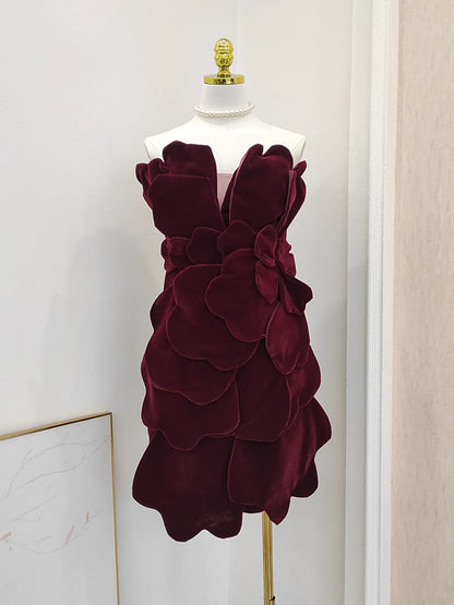 Red Velvet Petal Dress