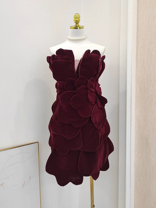Red Velvet Petal Dress