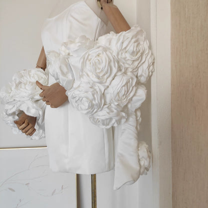 White Tube Dress with Floral Shawl