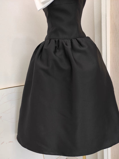 Black Dress with White Ribbon
