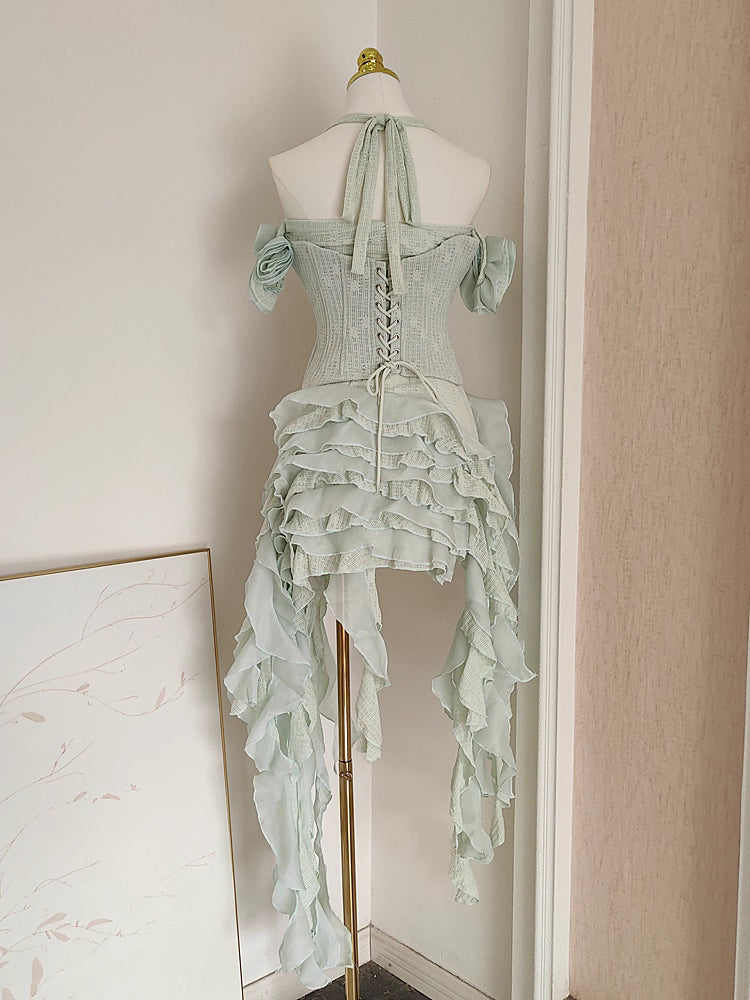 Green Off Shoulder Long Dress