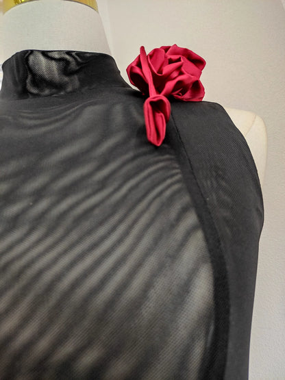 Black with Red Flower Dress