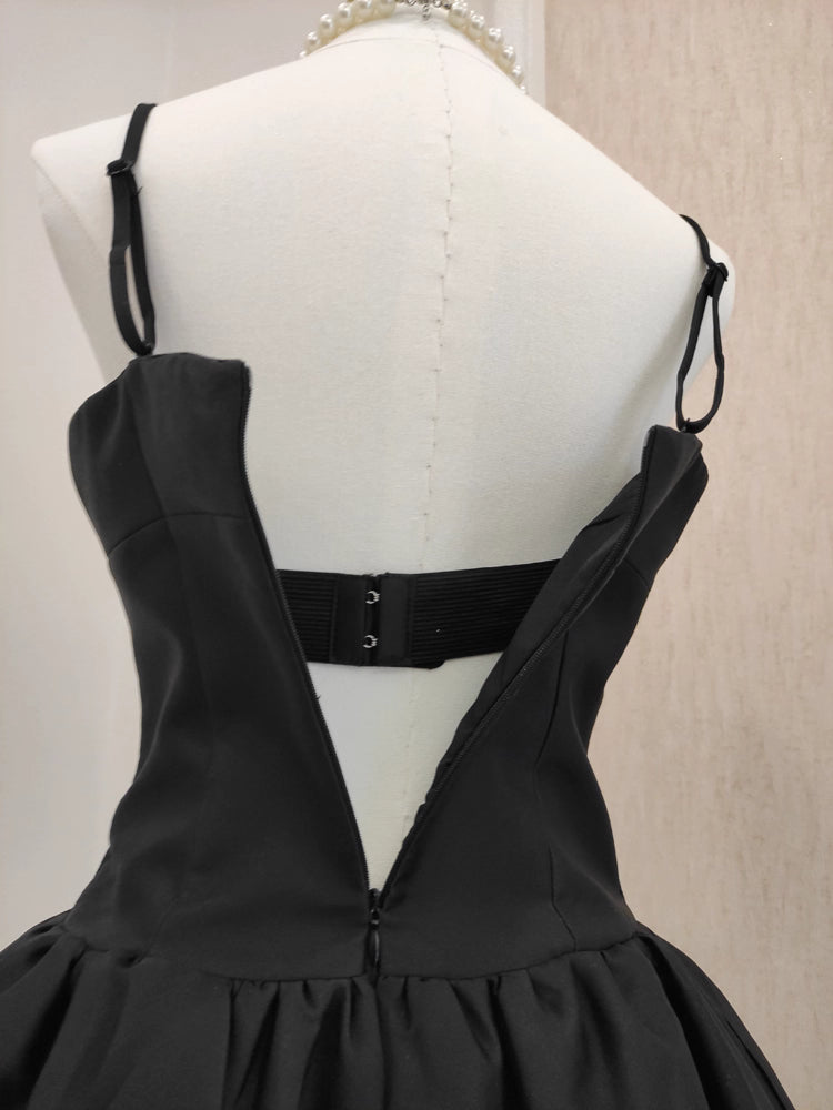 Black Dress with White Ribbon