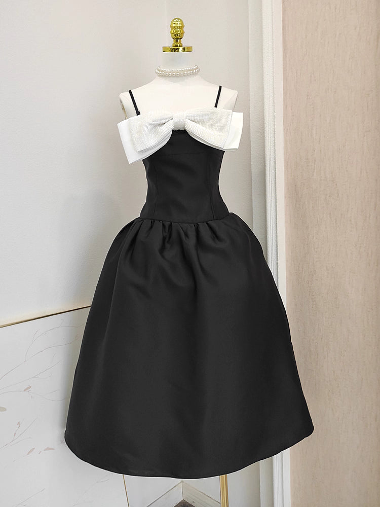 Black Dress with White Ribbon
