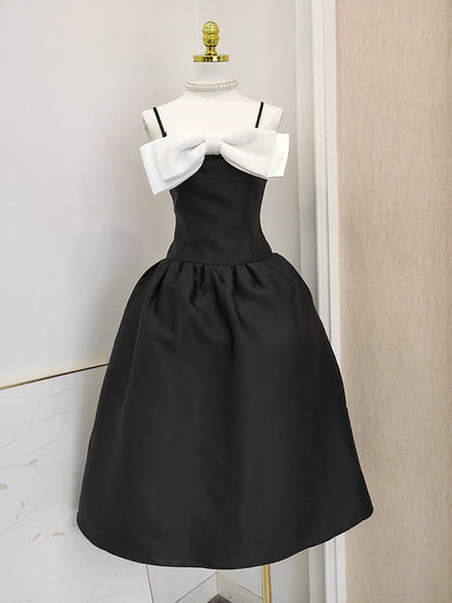 Black Dress with White Ribbon