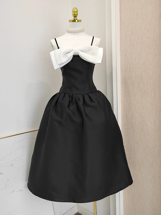 Black Dress with White Ribbon