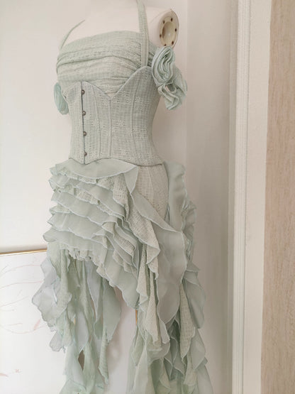 Green Off Shoulder Long Dress