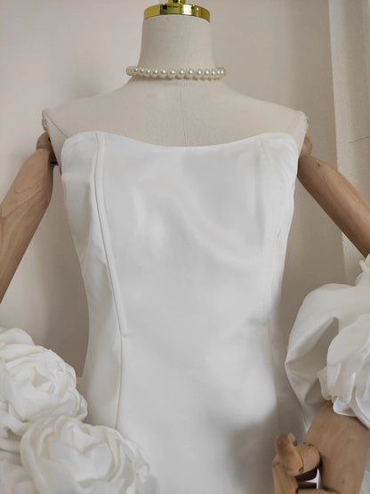 White Tube Dress with Floral Shawl