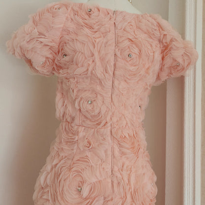 Peach Flower Long Dress
