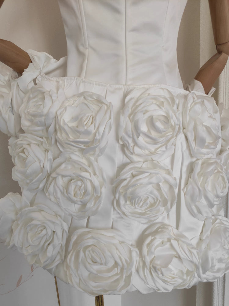 White Tube Dress with Floral Shawl