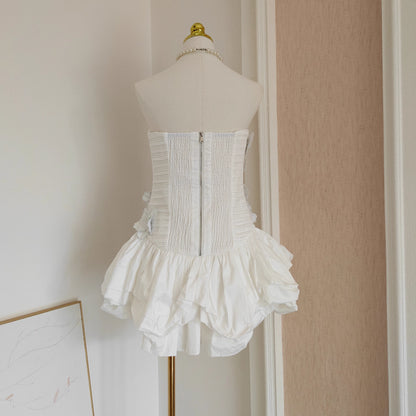 White Flower Tube Dress