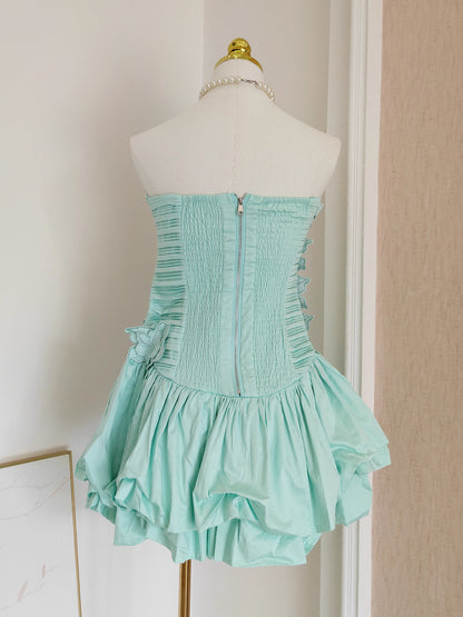 Turquoise Flower Tube Dress