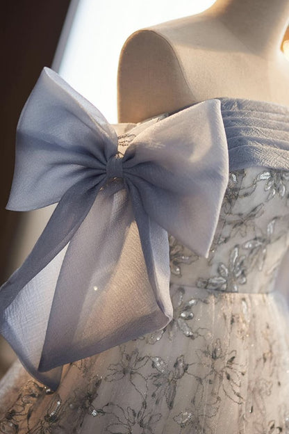 Purple Ribbon Ball Gown