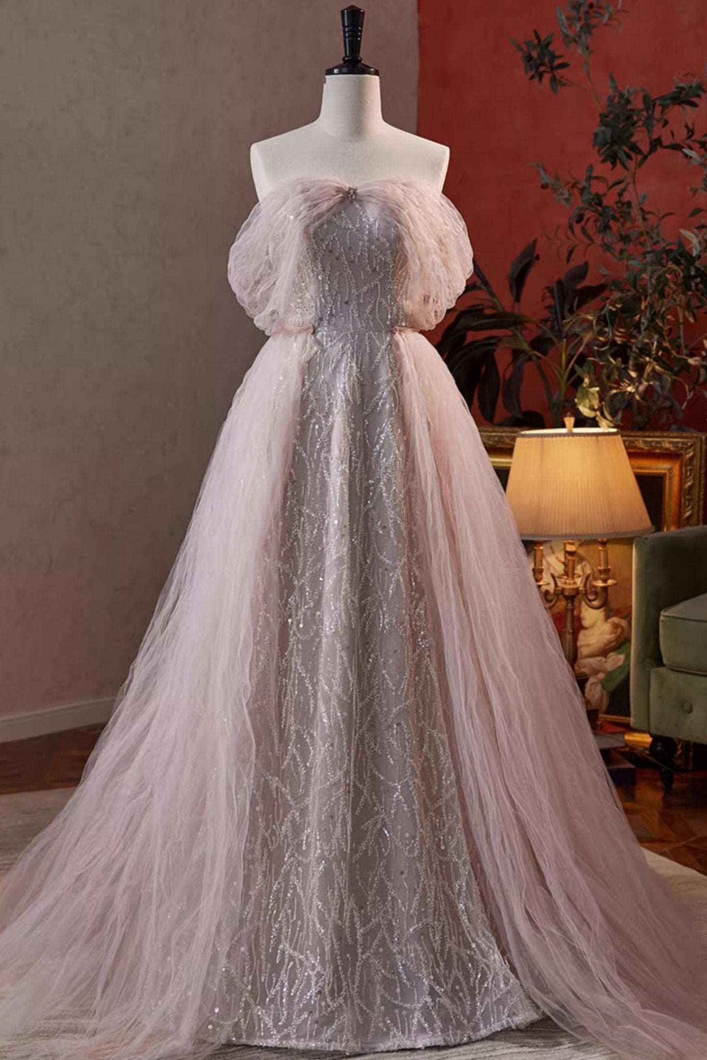 Purple Sequin Long Gown