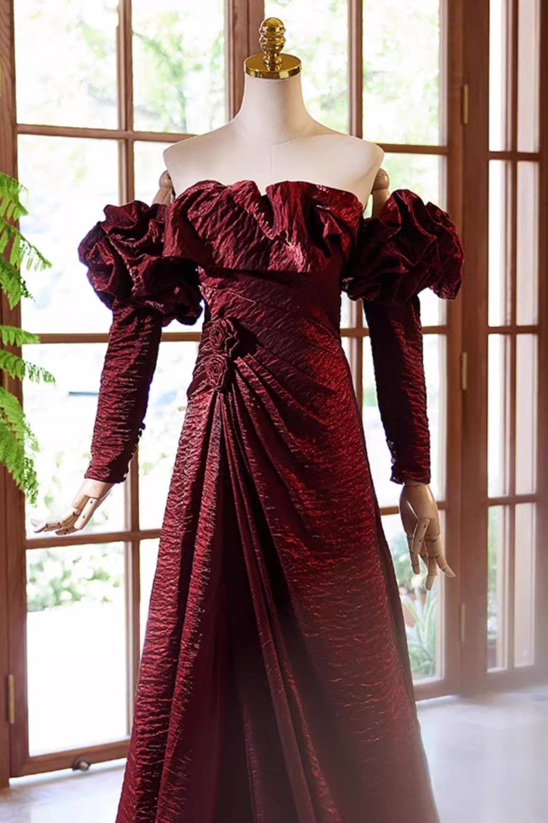 Red Long Sleeve Gown
