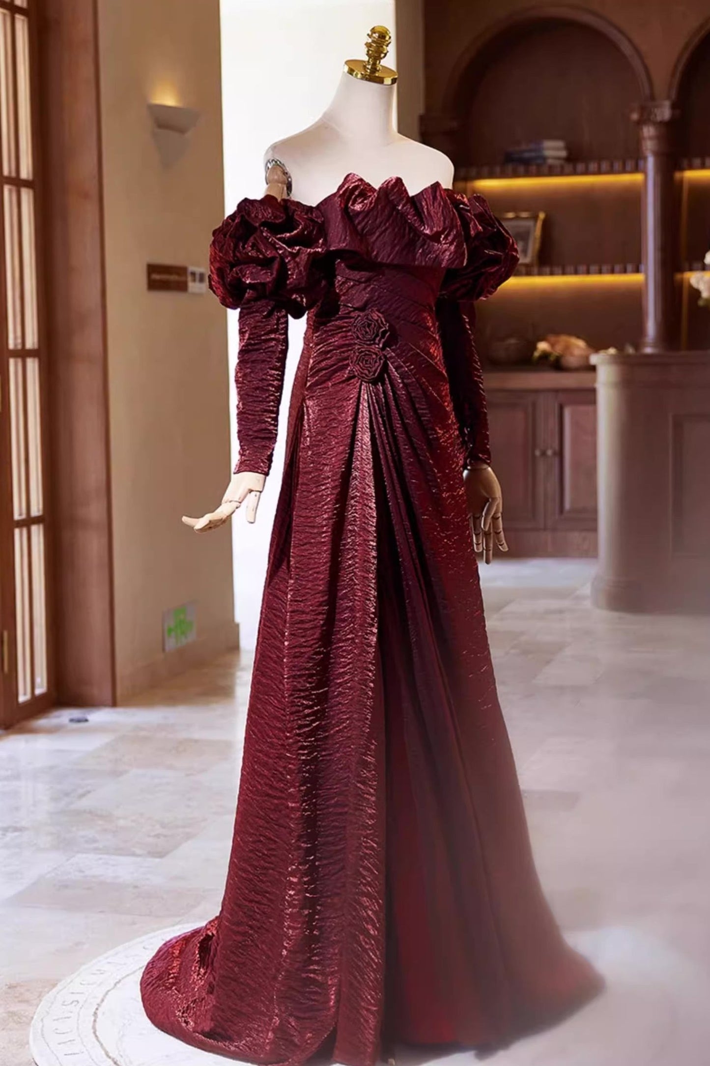 Red Long Sleeve Gown
