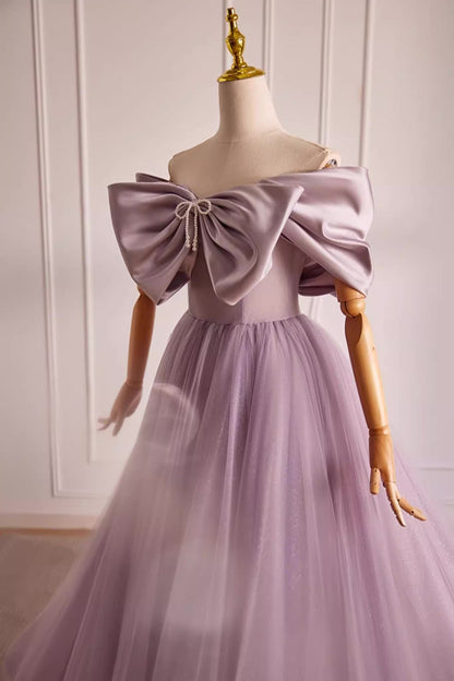 Purple Ribbon Ball Gown