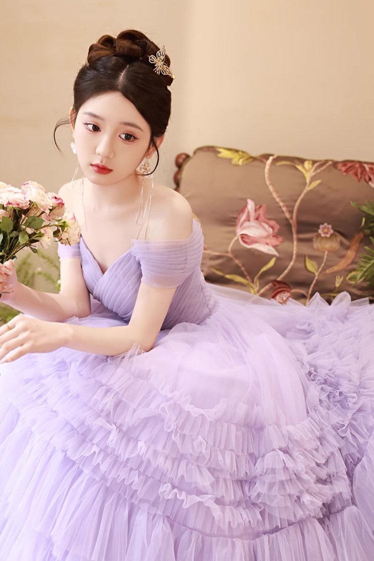 Purple Tulle Ball Gown