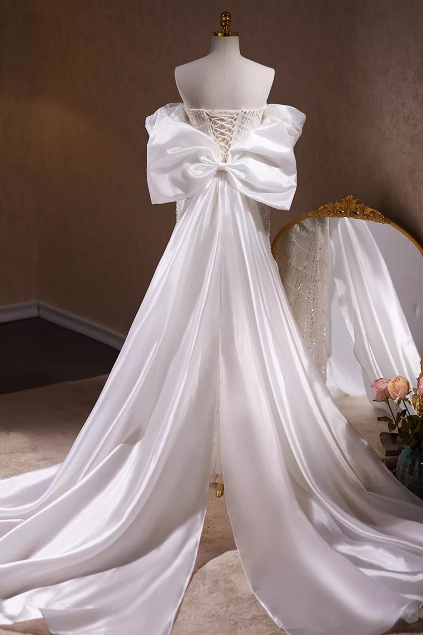 White Pearl Sequin Long Gown